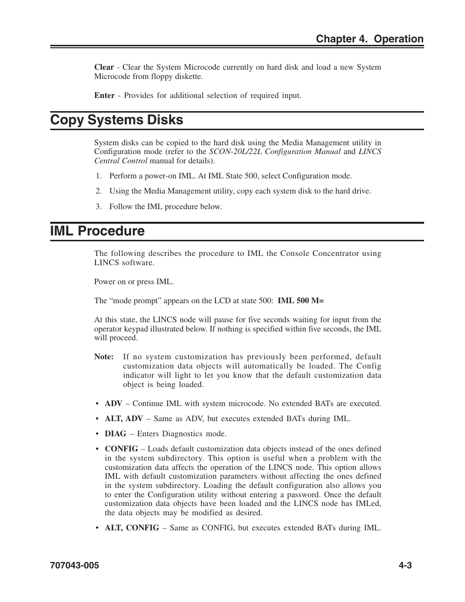 Copy systems disks, Iml procedure, Copy systems disks -3 iml procedure -3 | Visara SCON-20L Reference Manual User Manual | Page 27 / 44