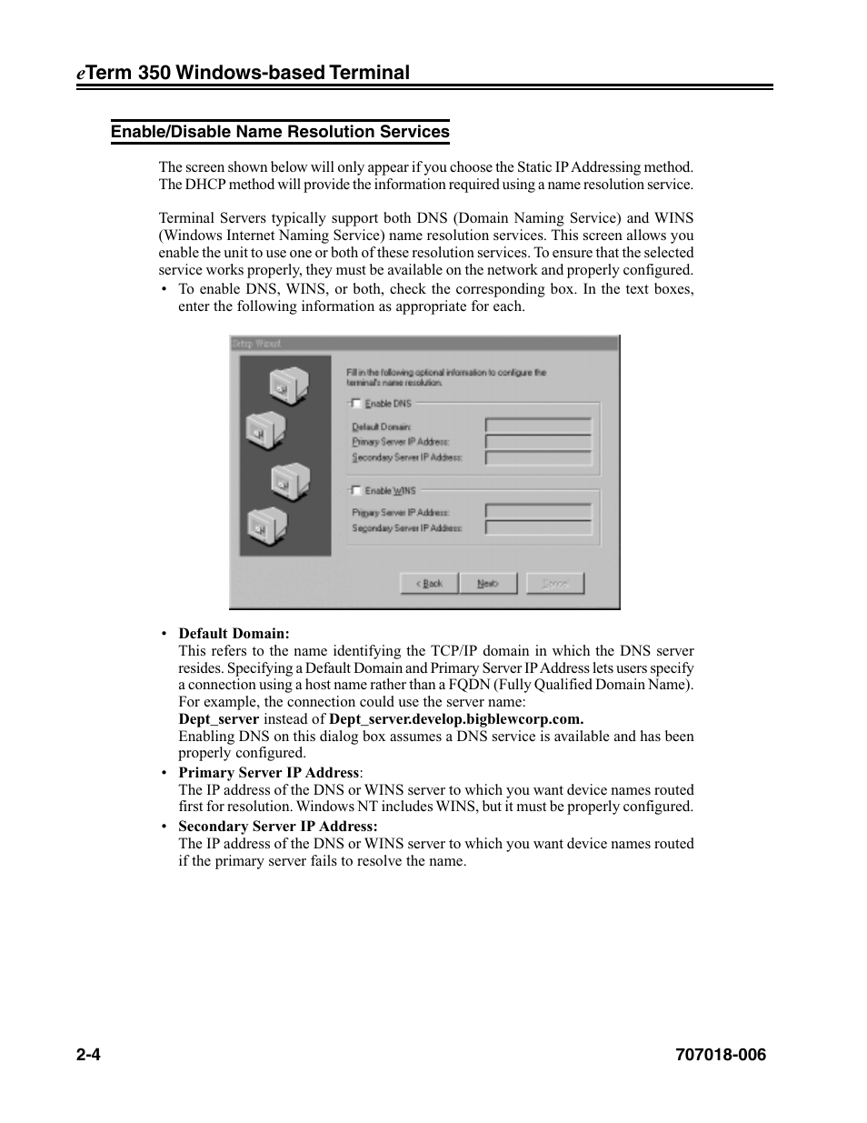 Enable/disable name resolution services, Enable/disable name resolution services -4 | Visara eTerm 350 User Manual | Page 16 / 70