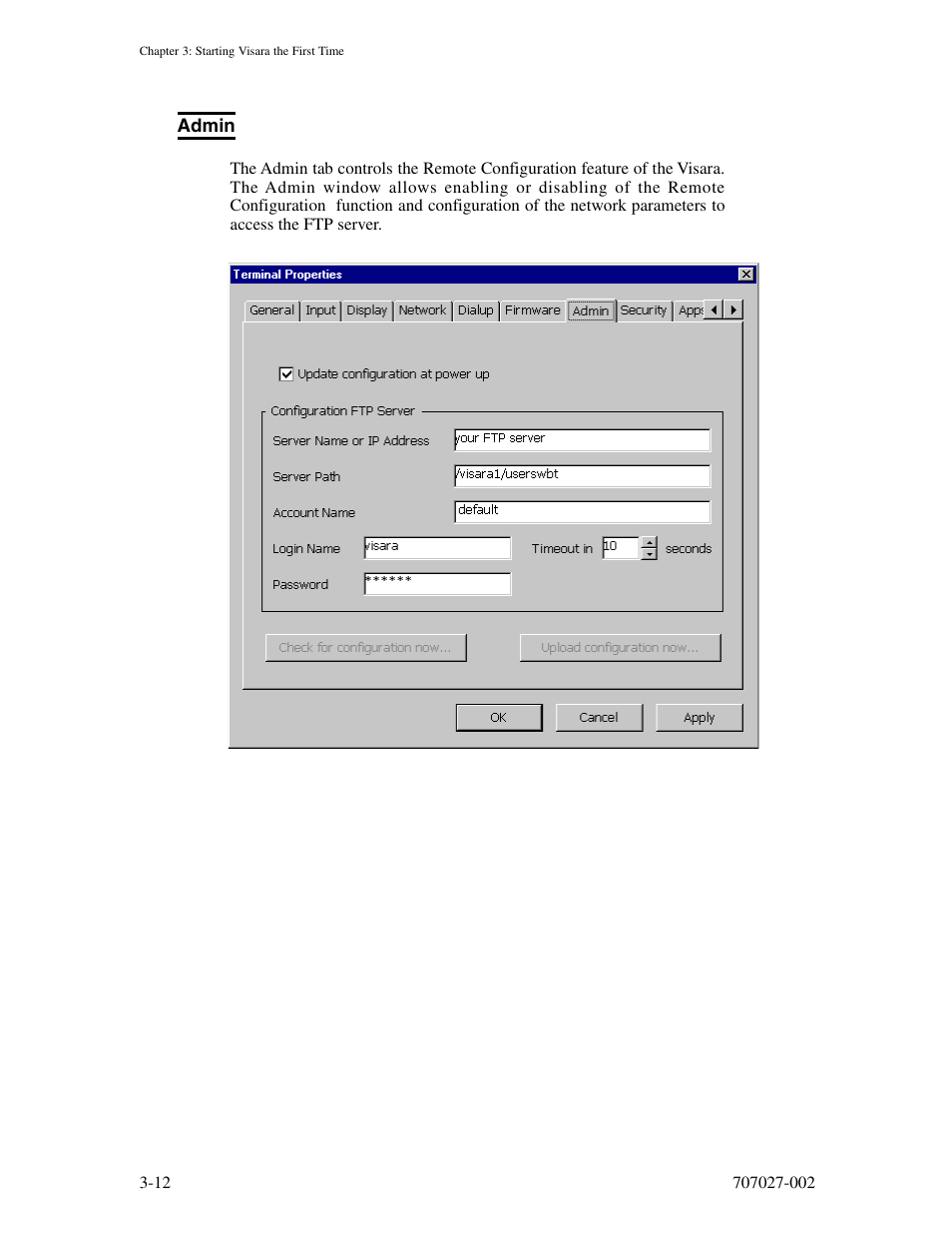 Admin, Admin -12 | Visara 410 User Manual | Page 30 / 86