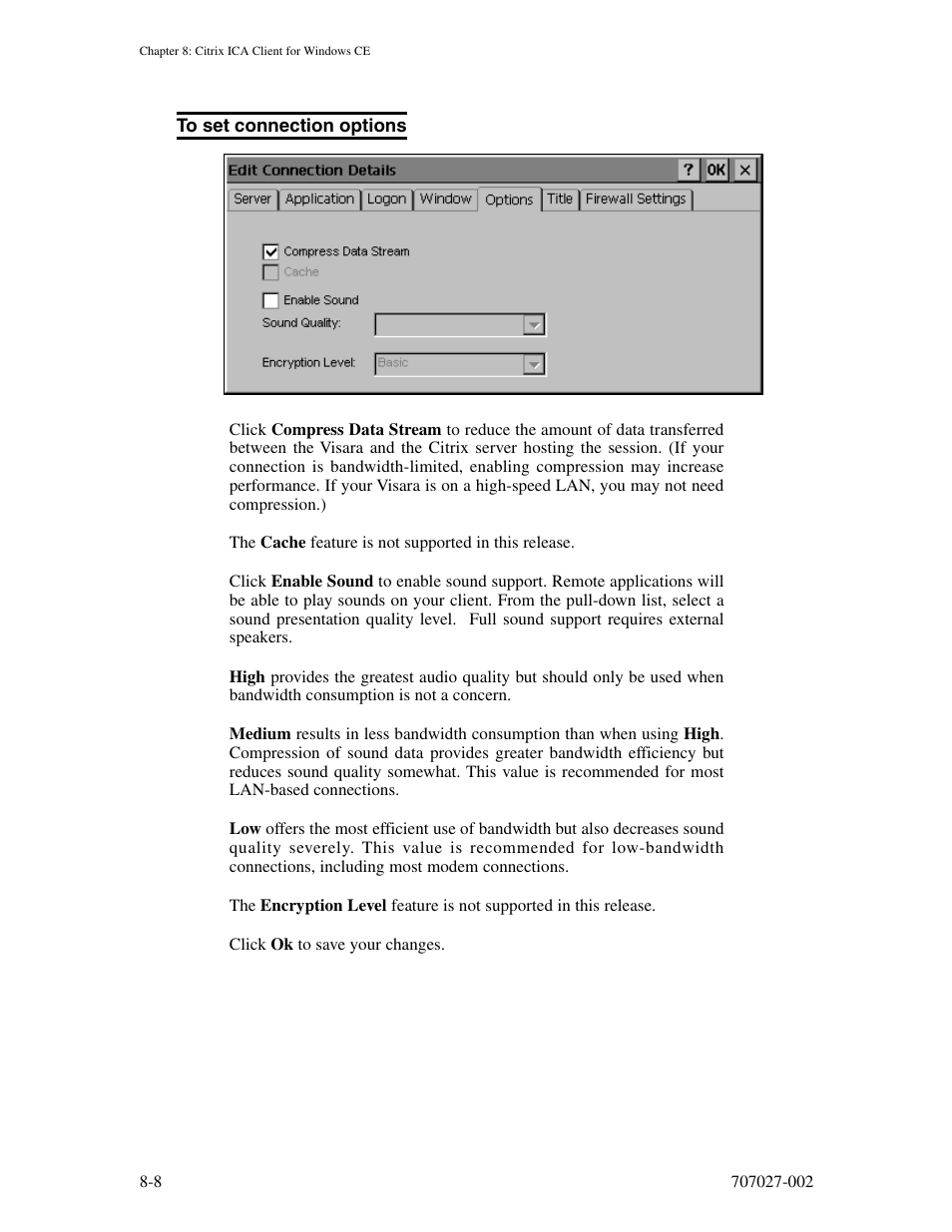 To set connection options, To set connection options -8 | Visara 410 User Manual | Page 64 / 86