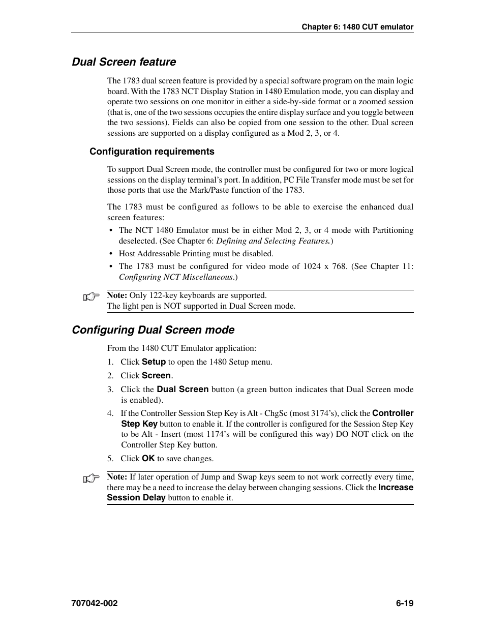 Dual screen feature, Configuration requirements, Configuring dual screen mode | Configuring, Dual screen feature -19, Configuration requirements -19, Configuring dual screen mode -19 | Visara 1783 User Manual | Page 57 / 172