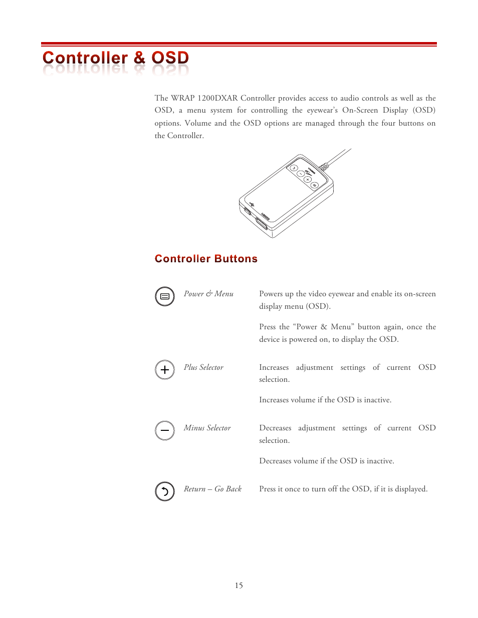 Vuzix Wrap 1200DXAR User Manual | Page 15 / 27