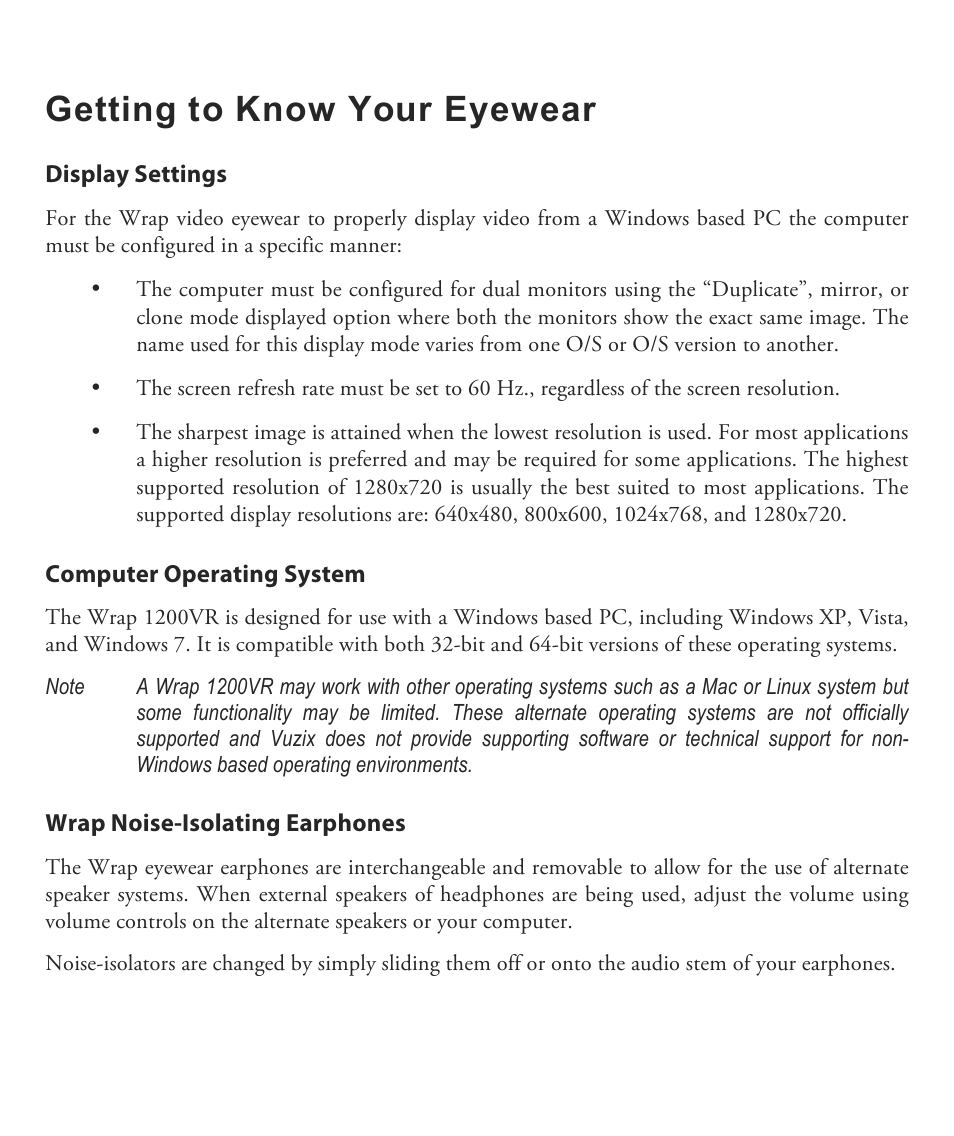 Getting to know your eyewear | Vuzix Wrap 1200VR User Guide User Manual | Page 15 / 39