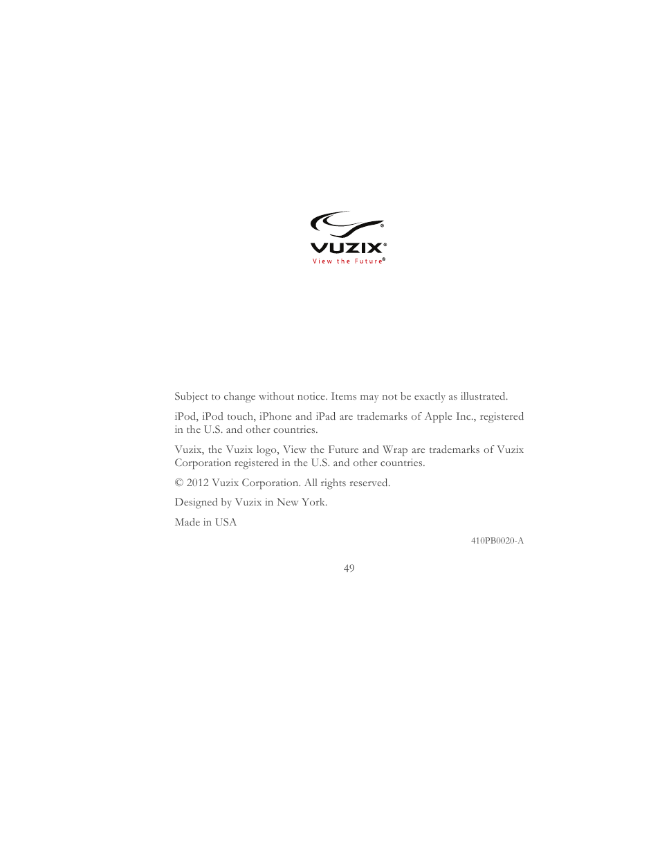 Vuzix STAR 1200 User Guide User Manual | Page 51 / 51