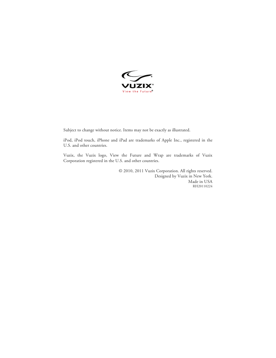 Vuzix Wrap 920AR User Manual | Page 101 / 101