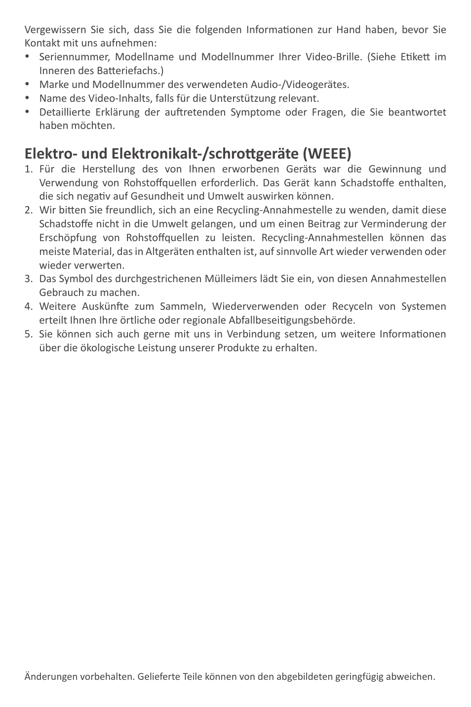 Elektro- und elektronikalt-/schrottgeräte (weee) | Vuzix Wrap Video Eyewear User Manual | Page 24 / 48