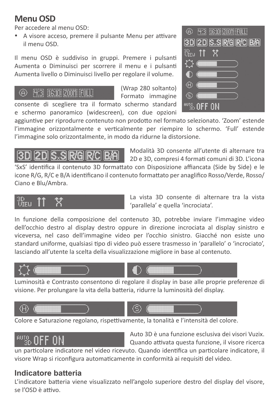 Menu osd | Vuzix Wrap Video Eyewear User Manual | Page 37 / 48