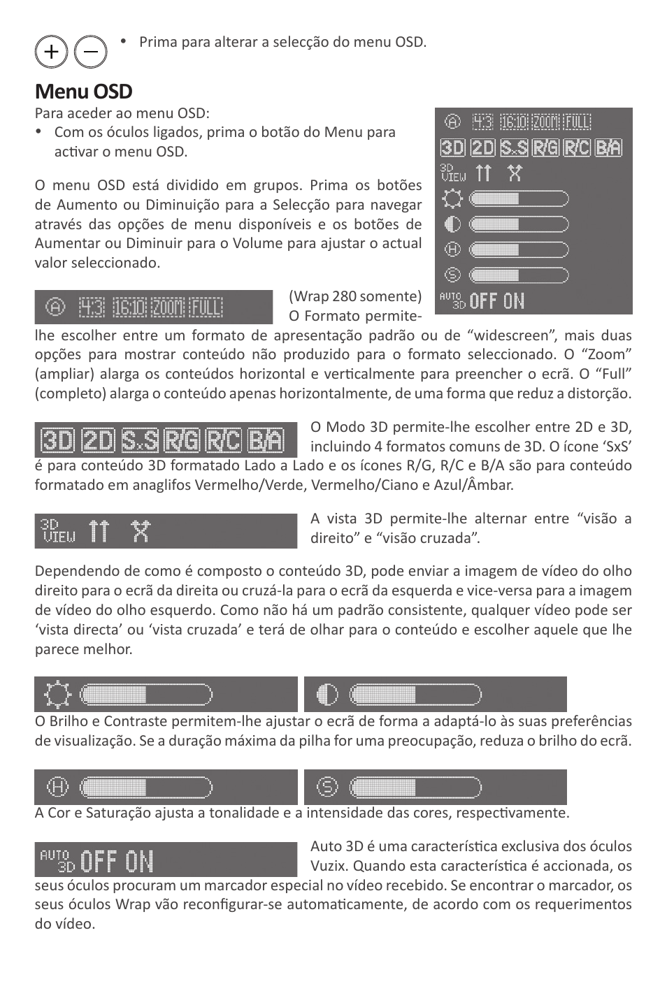 Menu osd | Vuzix Wrap Video Eyewear User Manual | Page 45 / 48