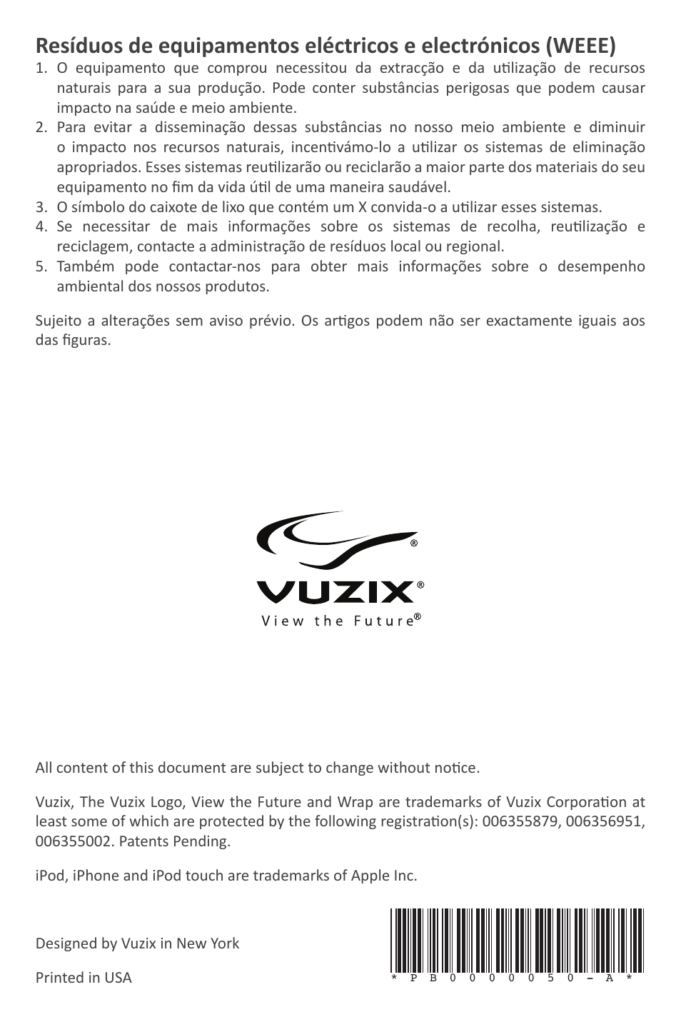 Vuzix Wrap Video Eyewear User Manual | Page 48 / 48