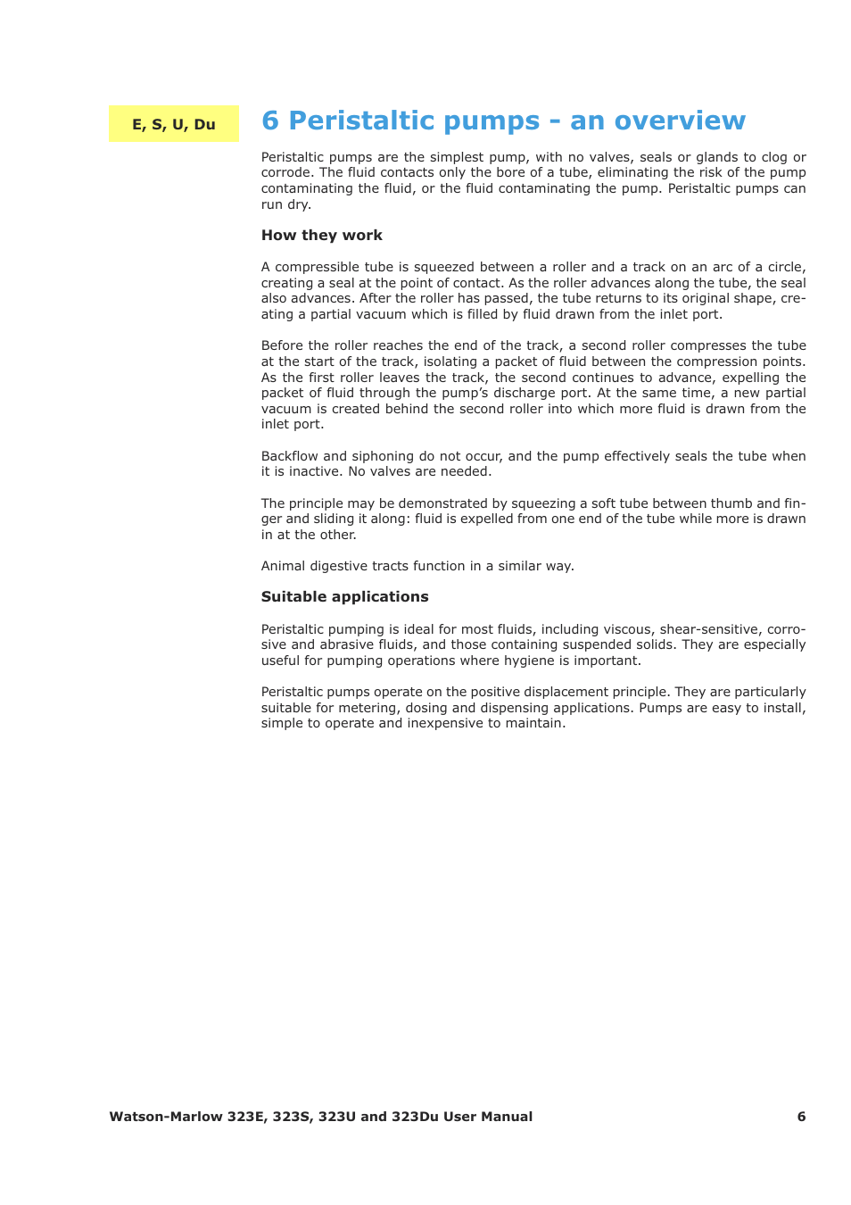 6 peristaltic pumps - an overview | Watson-Marlow 323Du User Manual | Page 6 / 48