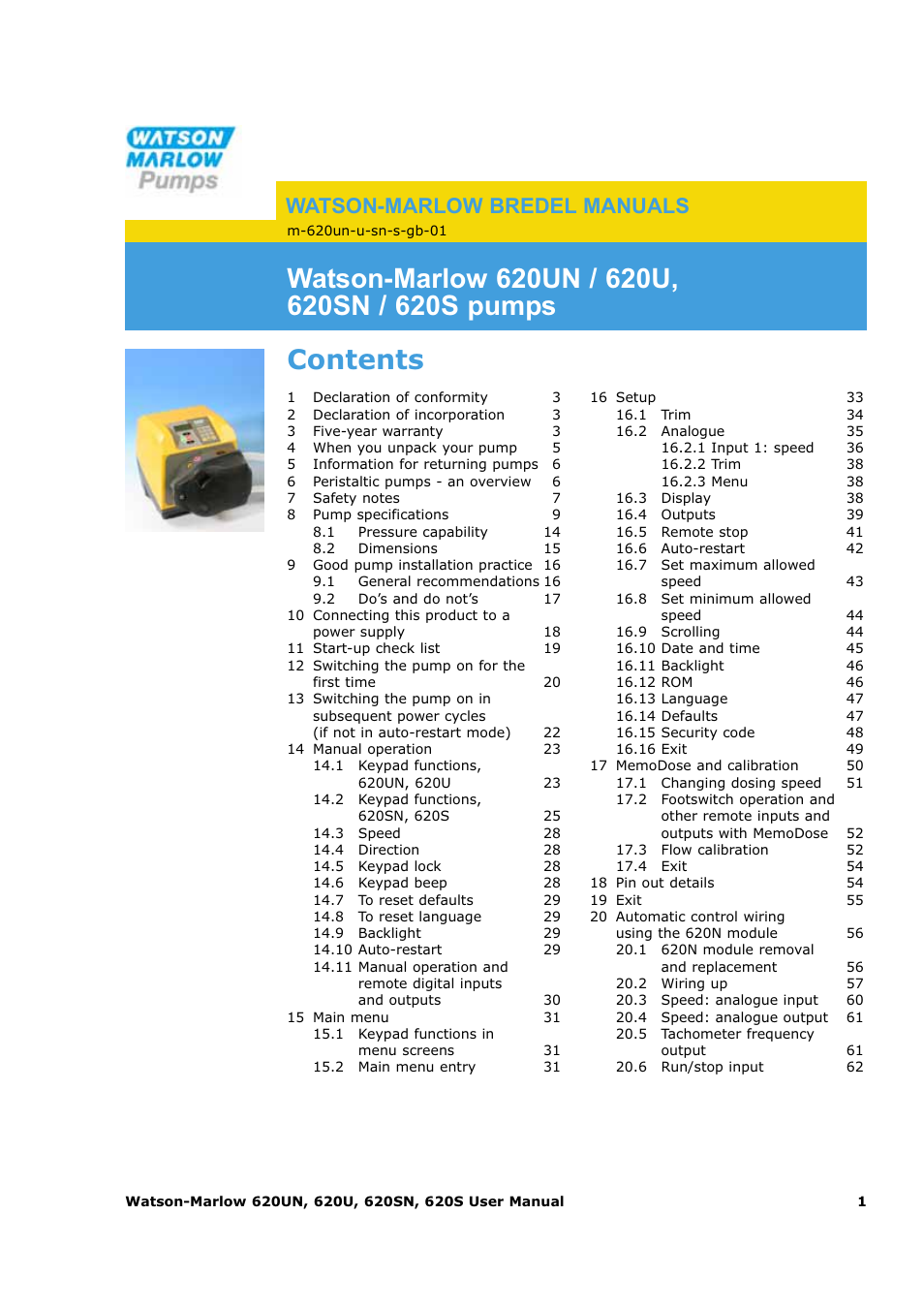 Watson-Marlow 620U User Manual | 100 pages