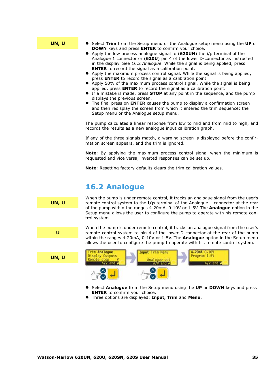 2 analogue | Watson-Marlow 620U User Manual | Page 35 / 100