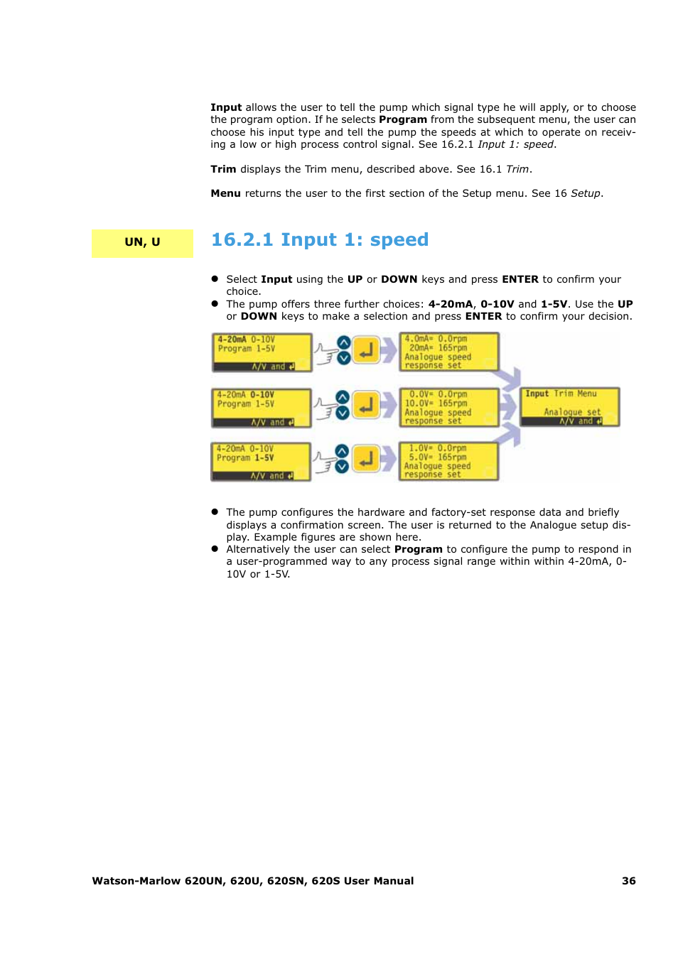 1 input 1: speed | Watson-Marlow 620U User Manual | Page 36 / 100
