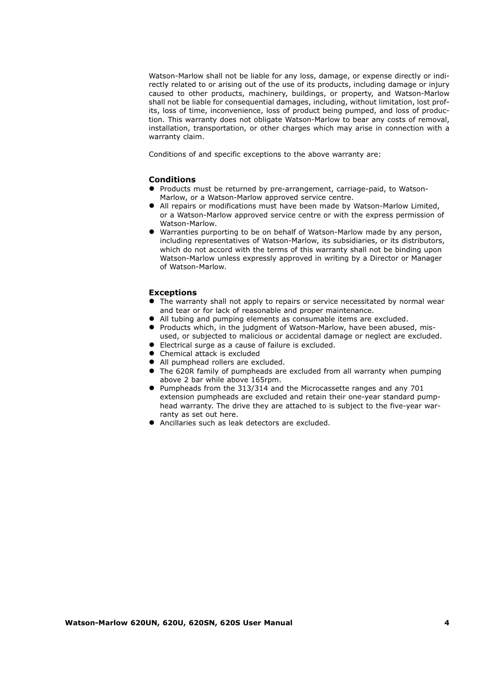 Watson-Marlow 620U User Manual | Page 4 / 100