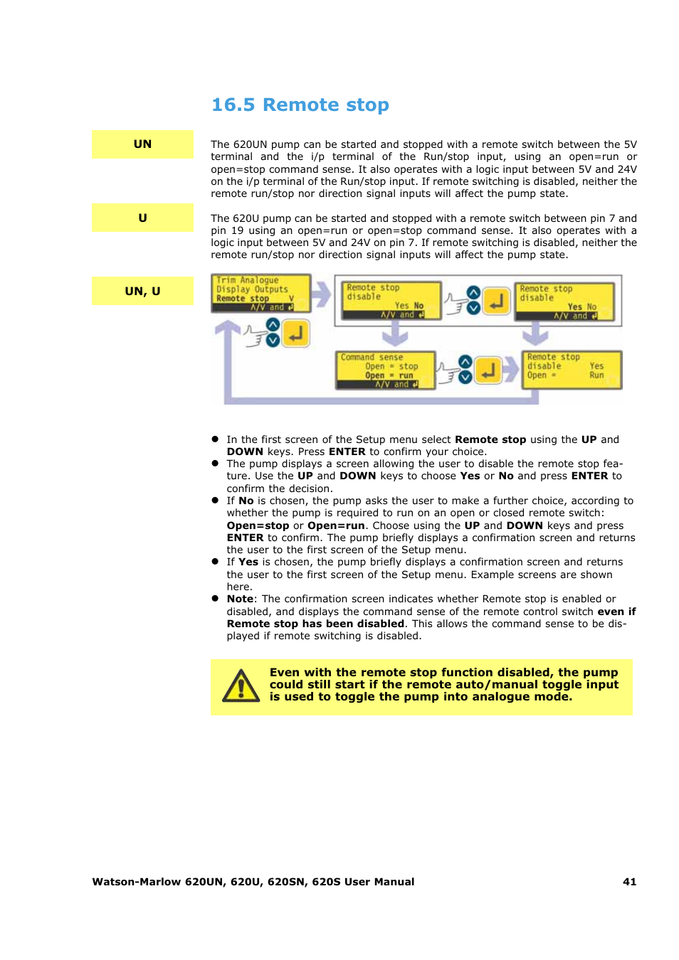 5 remote stop | Watson-Marlow 620U User Manual | Page 41 / 100