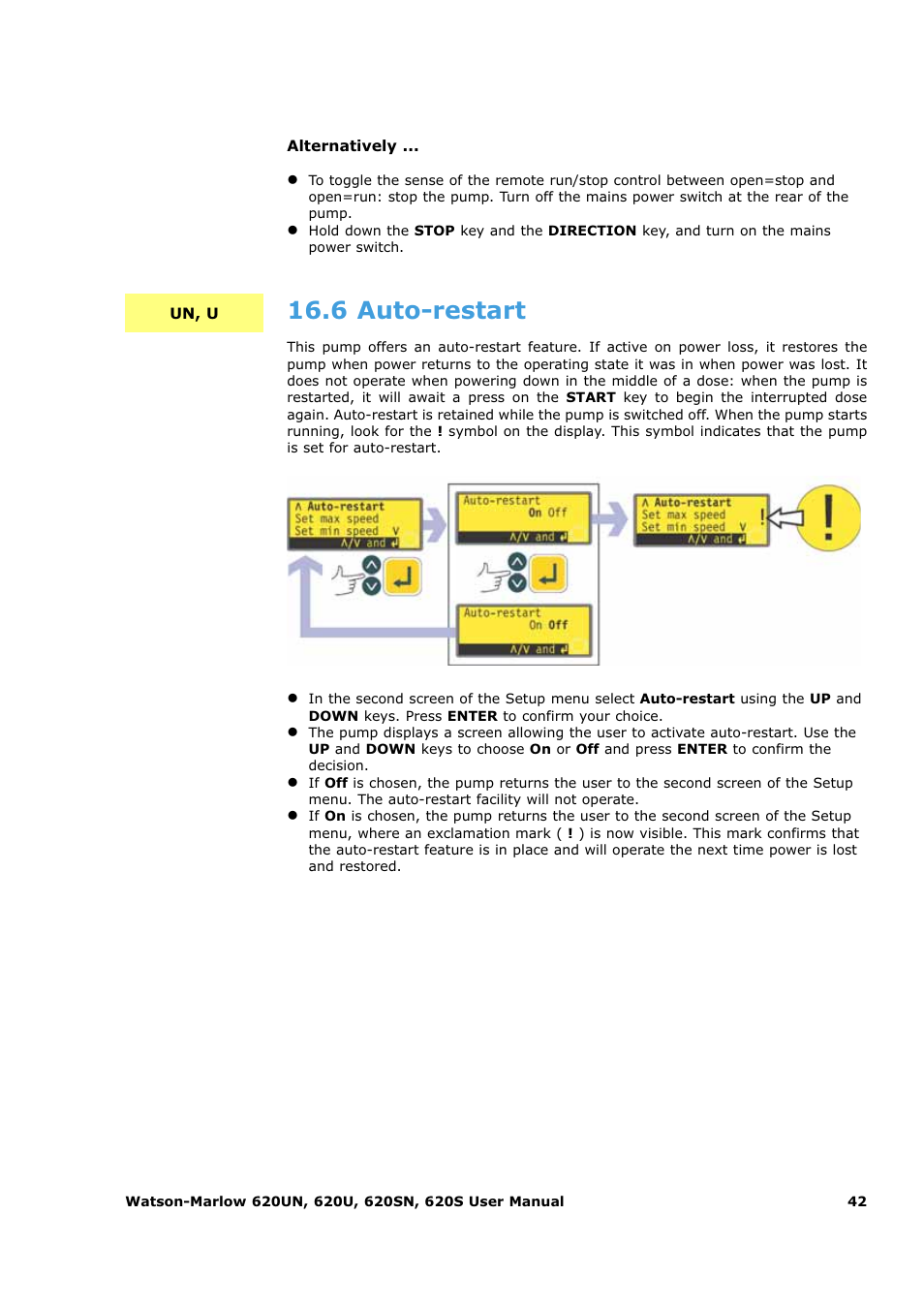 6 auto-restart | Watson-Marlow 620U User Manual | Page 42 / 100
