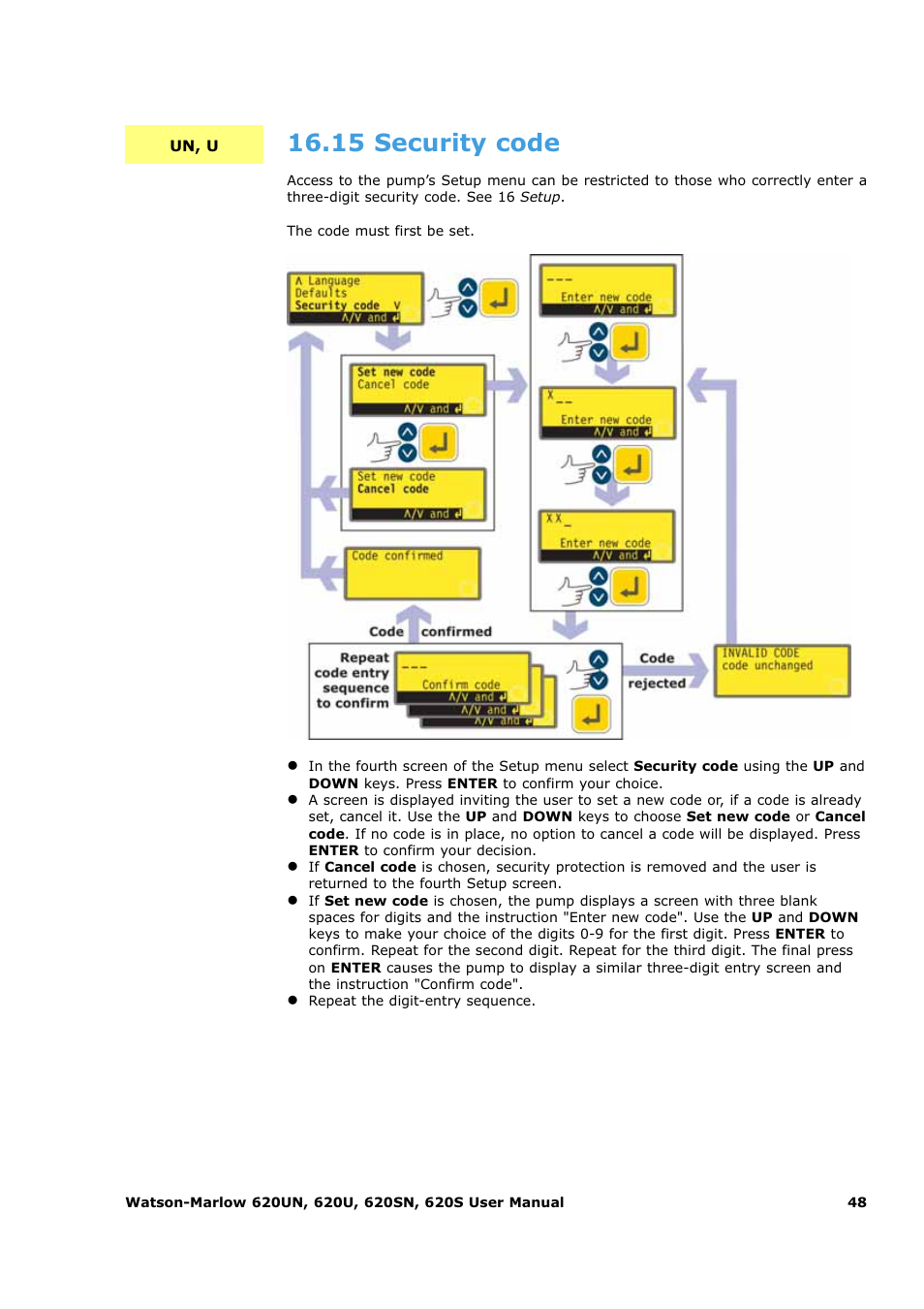 15 security code | Watson-Marlow 620U User Manual | Page 48 / 100
