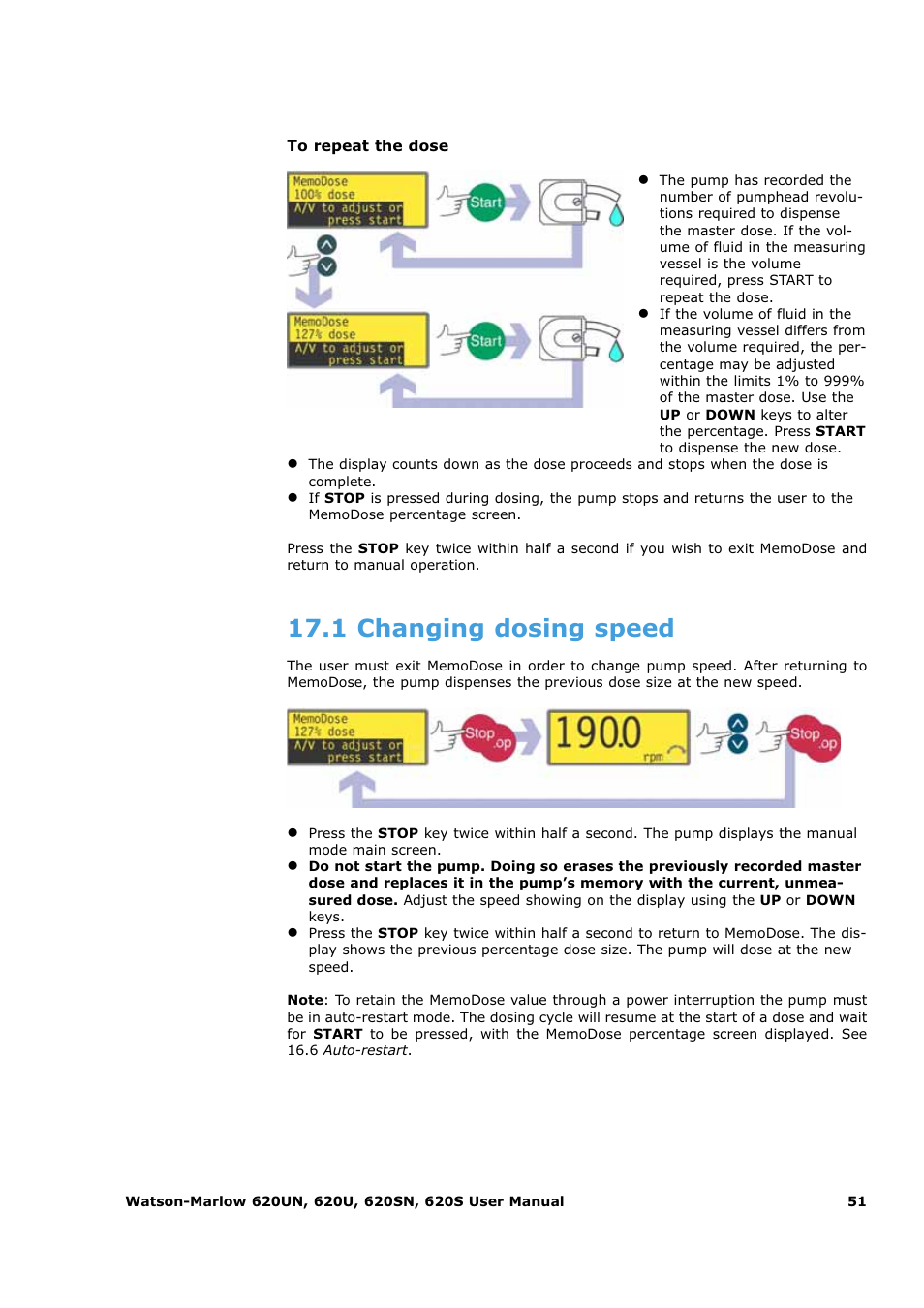 1 changing dosing speed | Watson-Marlow 620U User Manual | Page 51 / 100