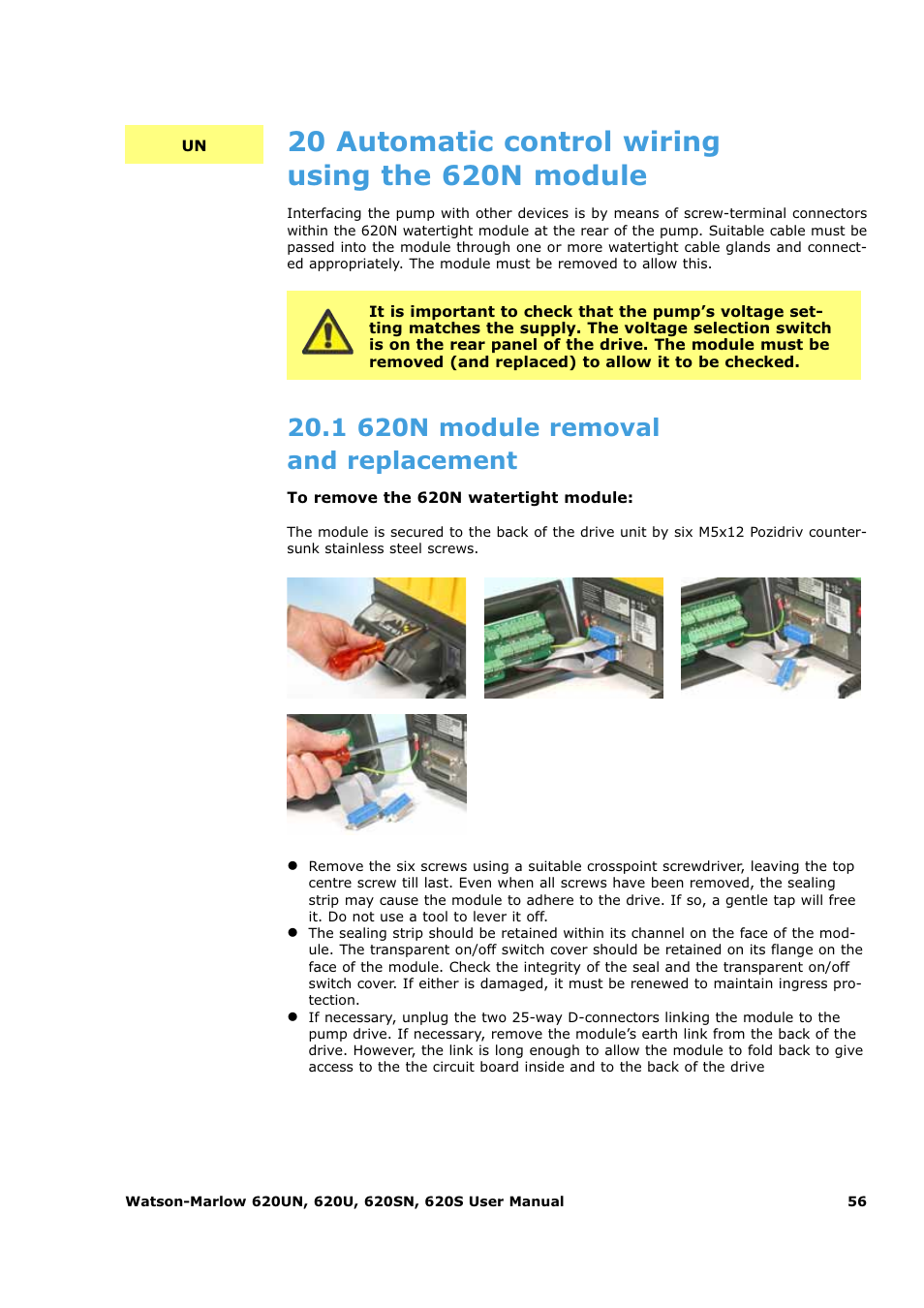 1 620n module removal and replacement | Watson-Marlow 620U User Manual | Page 56 / 100