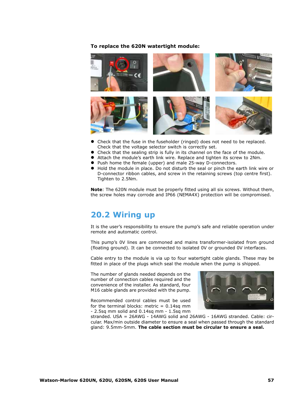 2 wiring up | Watson-Marlow 620U User Manual | Page 57 / 100