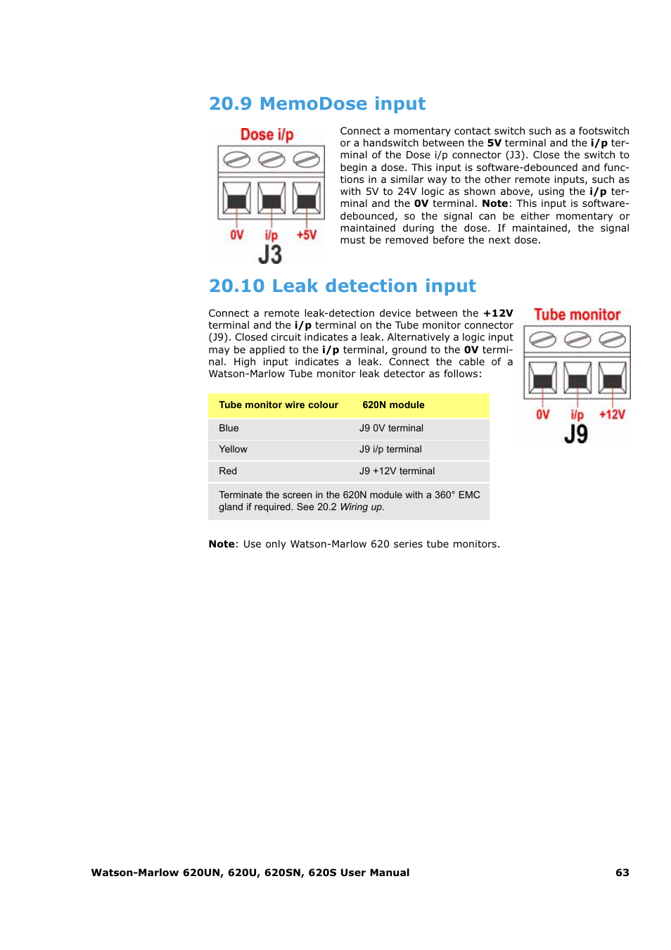 10 leak detection input | Watson-Marlow 620U User Manual | Page 63 / 100