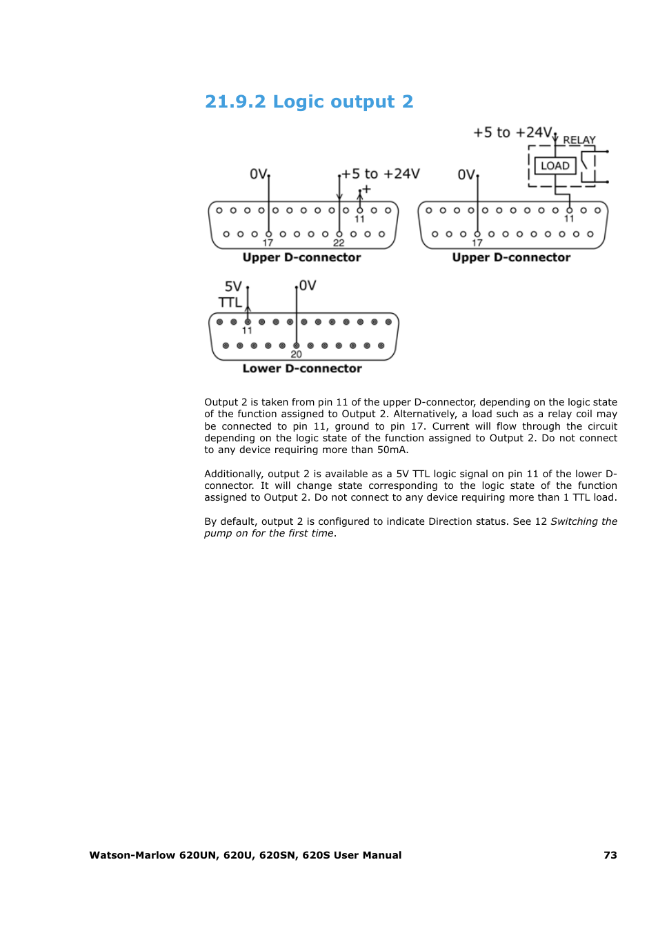 2 logic output 2 | Watson-Marlow 620U User Manual | Page 73 / 100