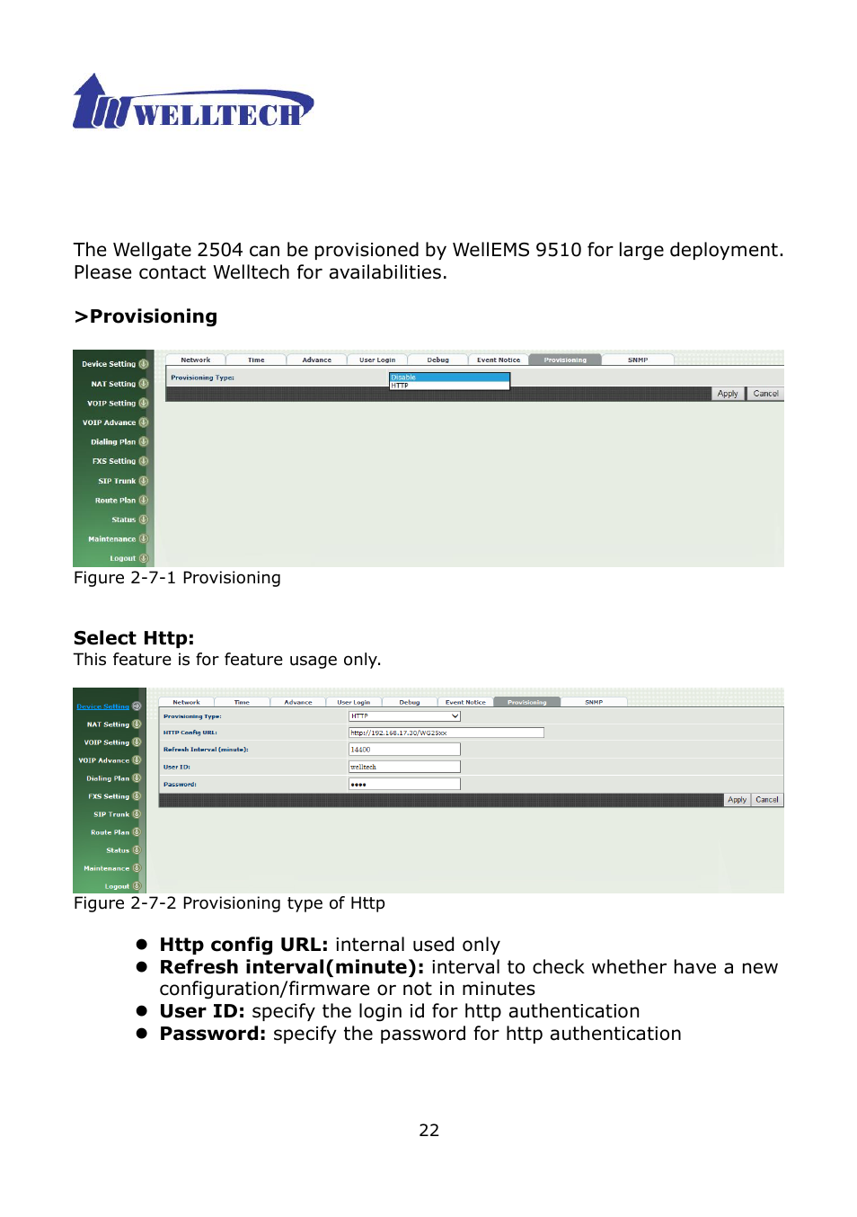 7 auto provisioning | Welltech WG2504 FXS V.4.02 User Manual | Page 22 / 95