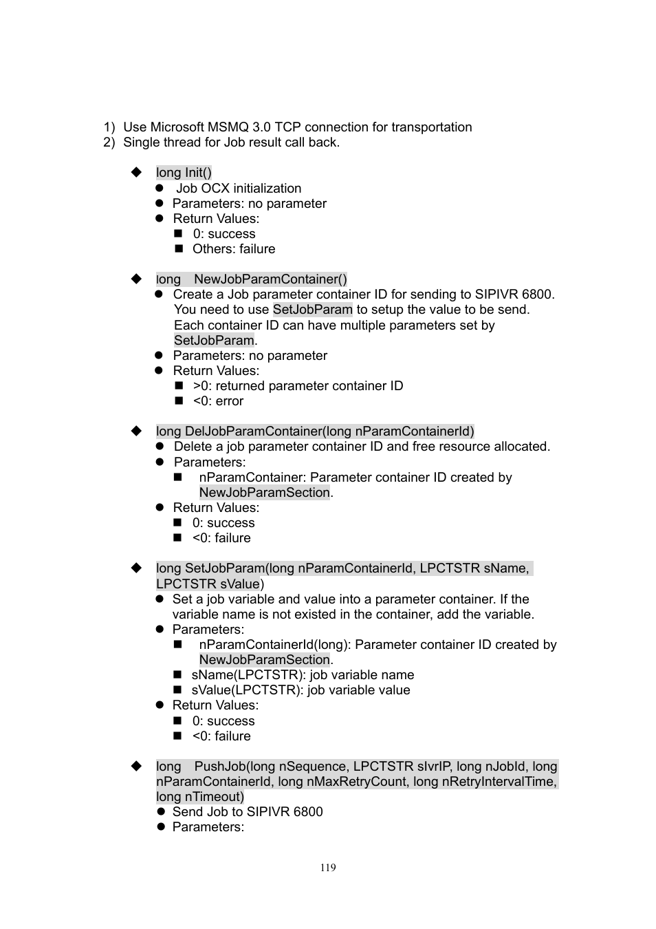 Appendix h job ocx api | Welltech SIPIVR 6800GS V.2.1 User Manual | Page 120 / 129