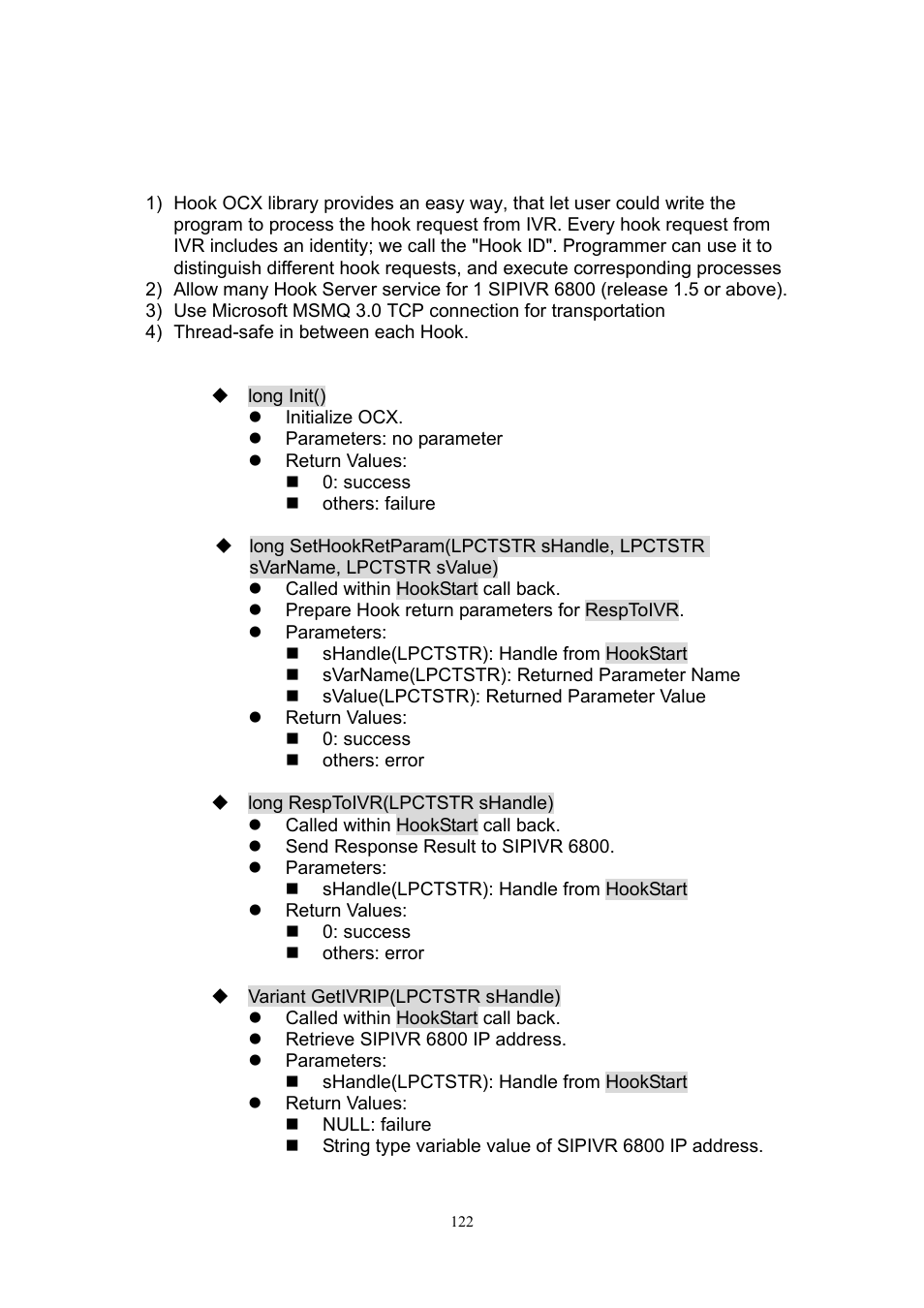 Appendix i hook ocx api | Welltech SIPIVR 6800GS V.2.1 User Manual | Page 123 / 129