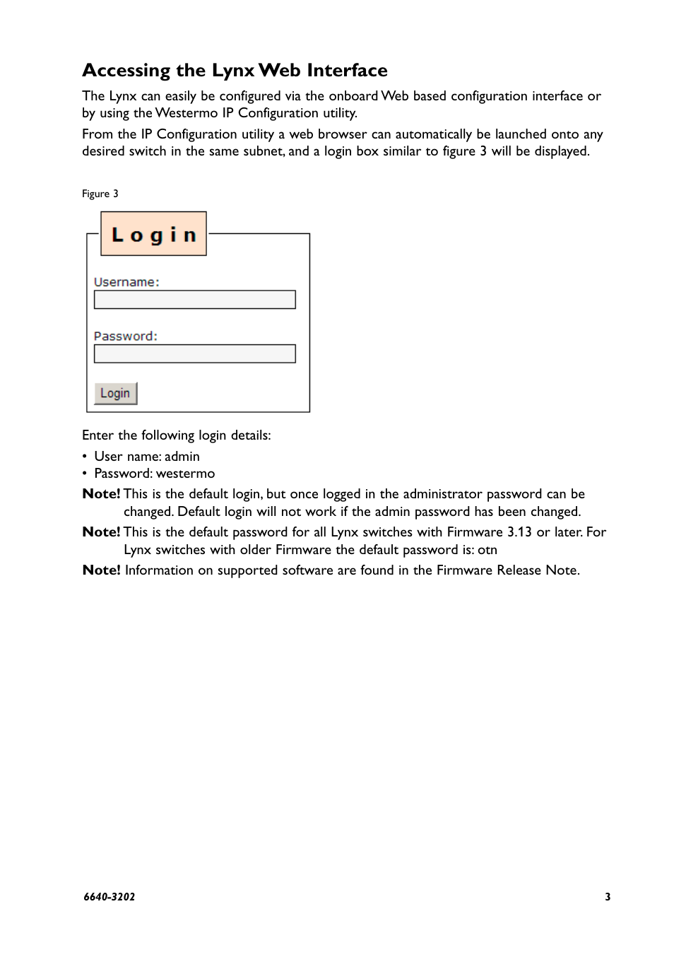 Accessing the lynx web interface | Westermo Lynx Series User Manual | Page 3 / 28