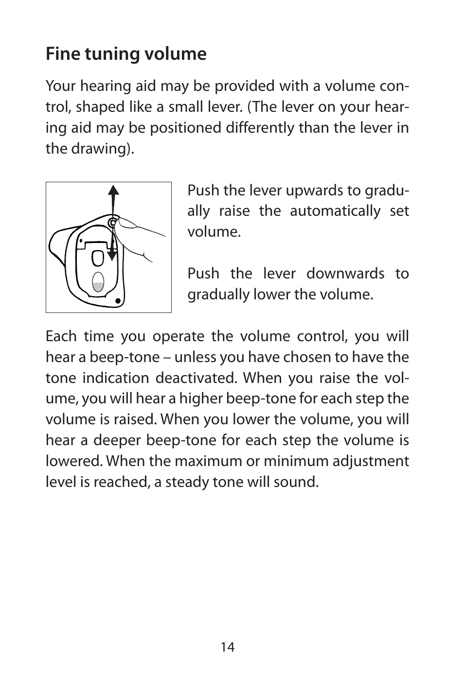 Fine tuning volume | Widex RE-X User Manual | Page 14 / 36