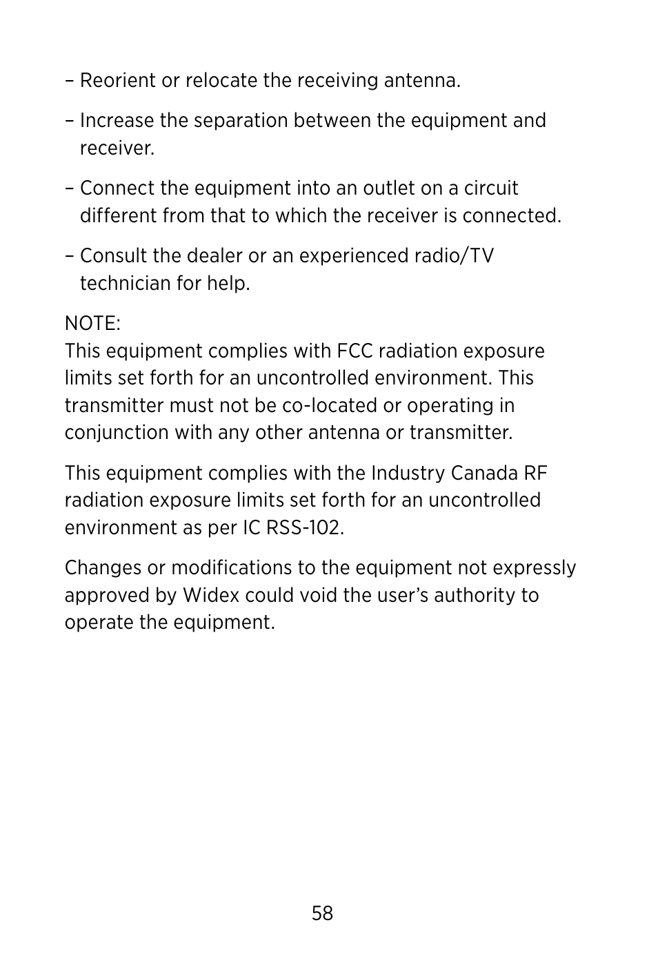 Widex M‑DEX User Manual | Page 58 / 64