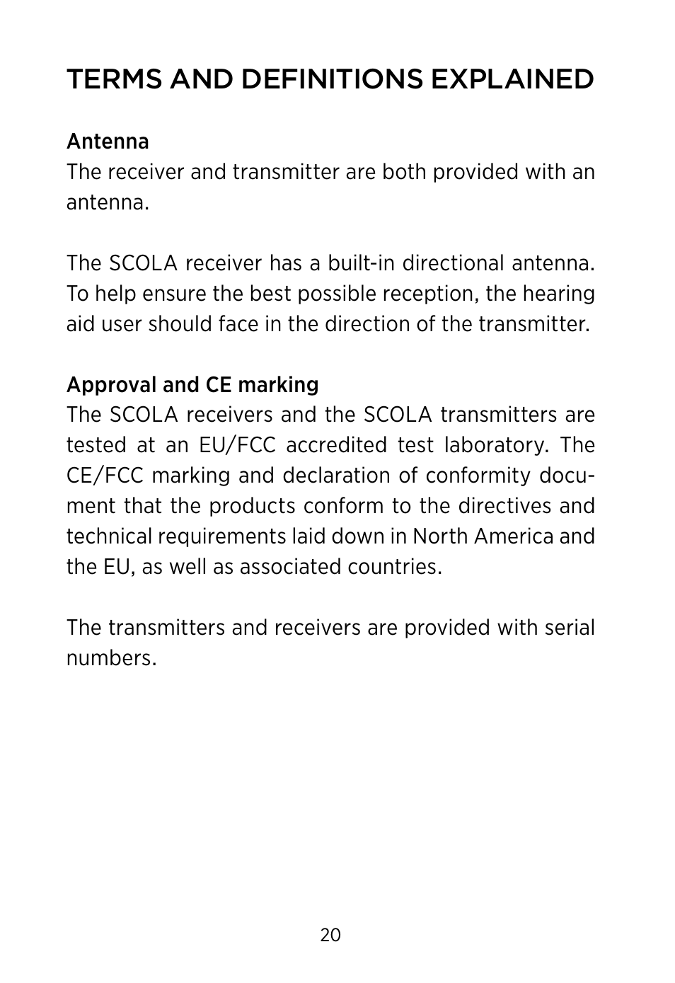 Terms and definitions explained | Widex SCOLA FLEX User Manual | Page 20 / 36