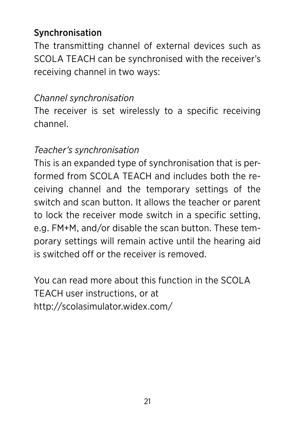 Widex SCOLA FLEX User Manual | Page 21 / 36