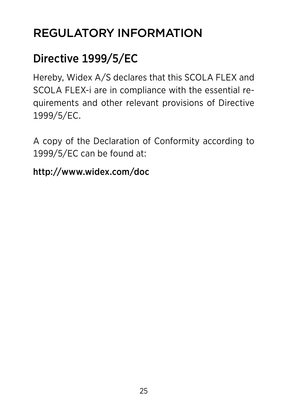 Widex SCOLA FLEX User Manual | Page 25 / 36