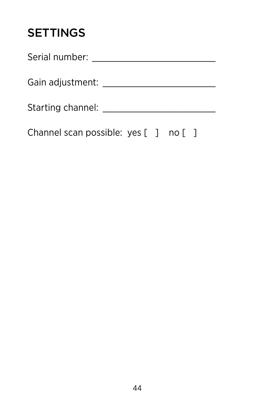 Settings | Widex SCOLA Buddy User Manual | Page 44 / 48