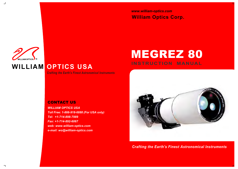 William Optics Megrez 80 User Manual | 12 pages