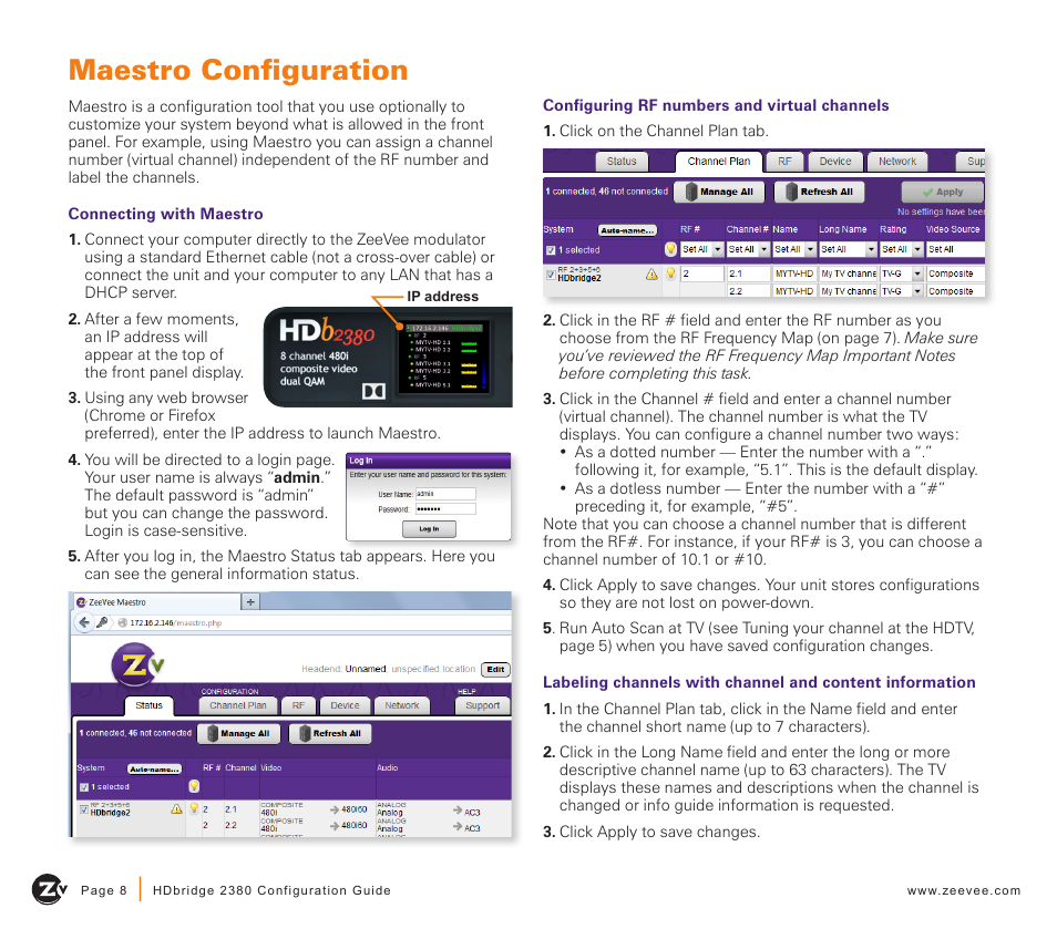 Maestro configuration | ZeeVee HDbridge 2380 (QAM) User Manual | Page 8 / 12