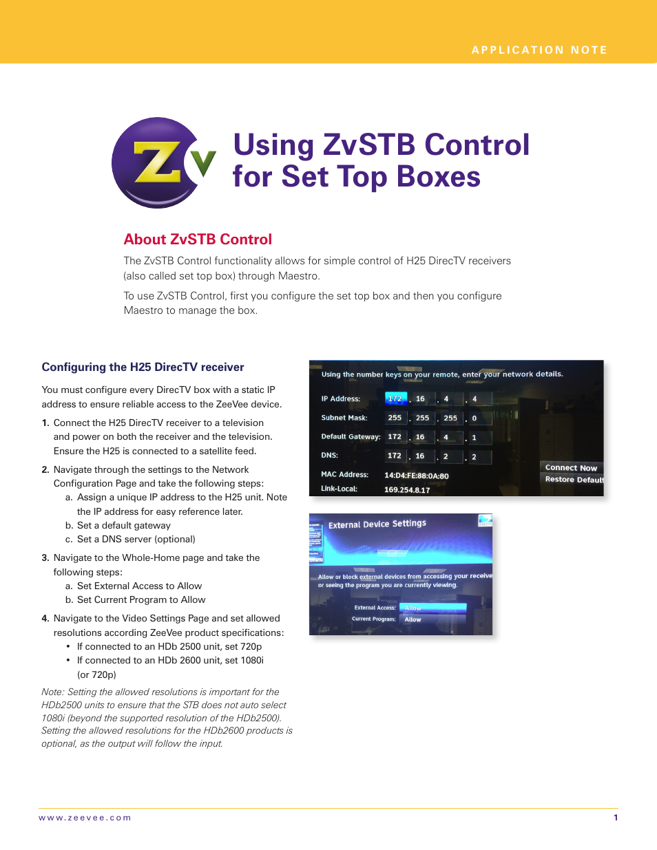 ZeeVee ZvSTB Control for Set Top Boxes (QAM & DVB-T/C) User Manual | 3 pages