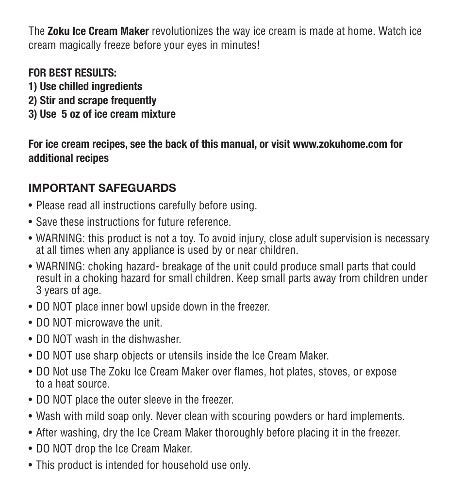 Zoku ICE CREAM MAKER User Manual | Page 2 / 8