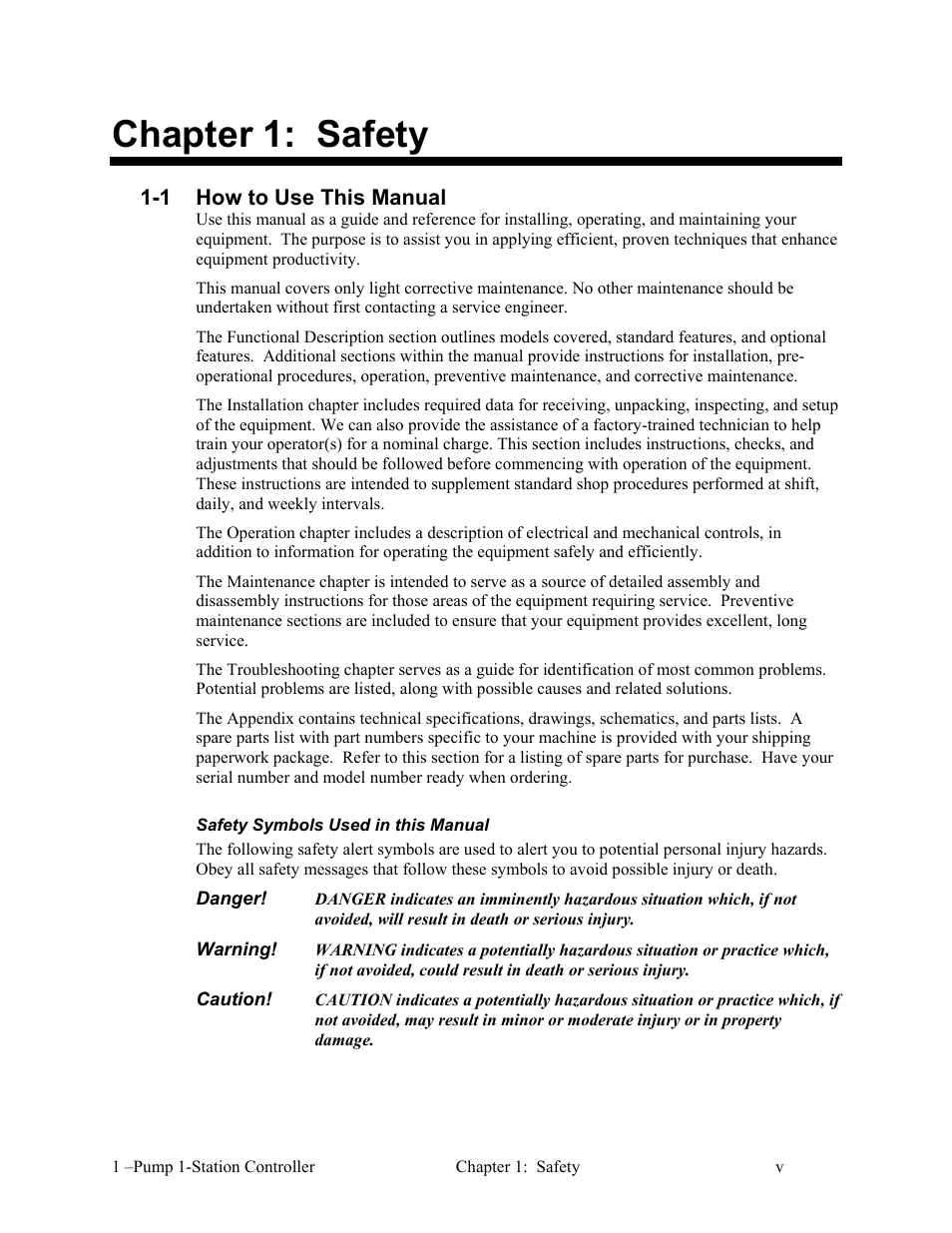 Chapter 1: safety | AEC 1-Pump 1-Station Controller User Manual | Page 6 / 31