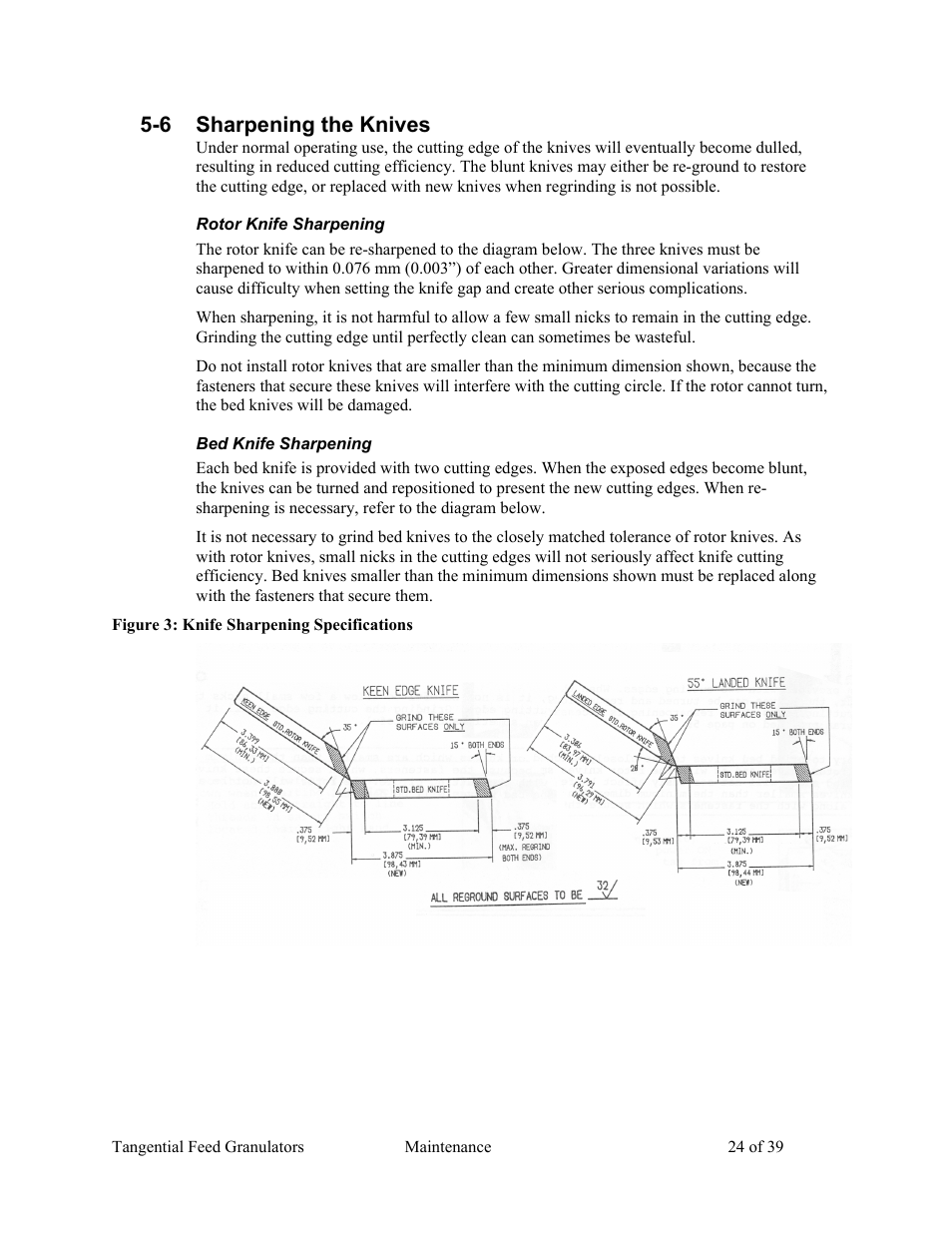 6 sharpening the knives | AEC Colortronic MTF 2000 Series Granulator User Manual | Page 24 / 39