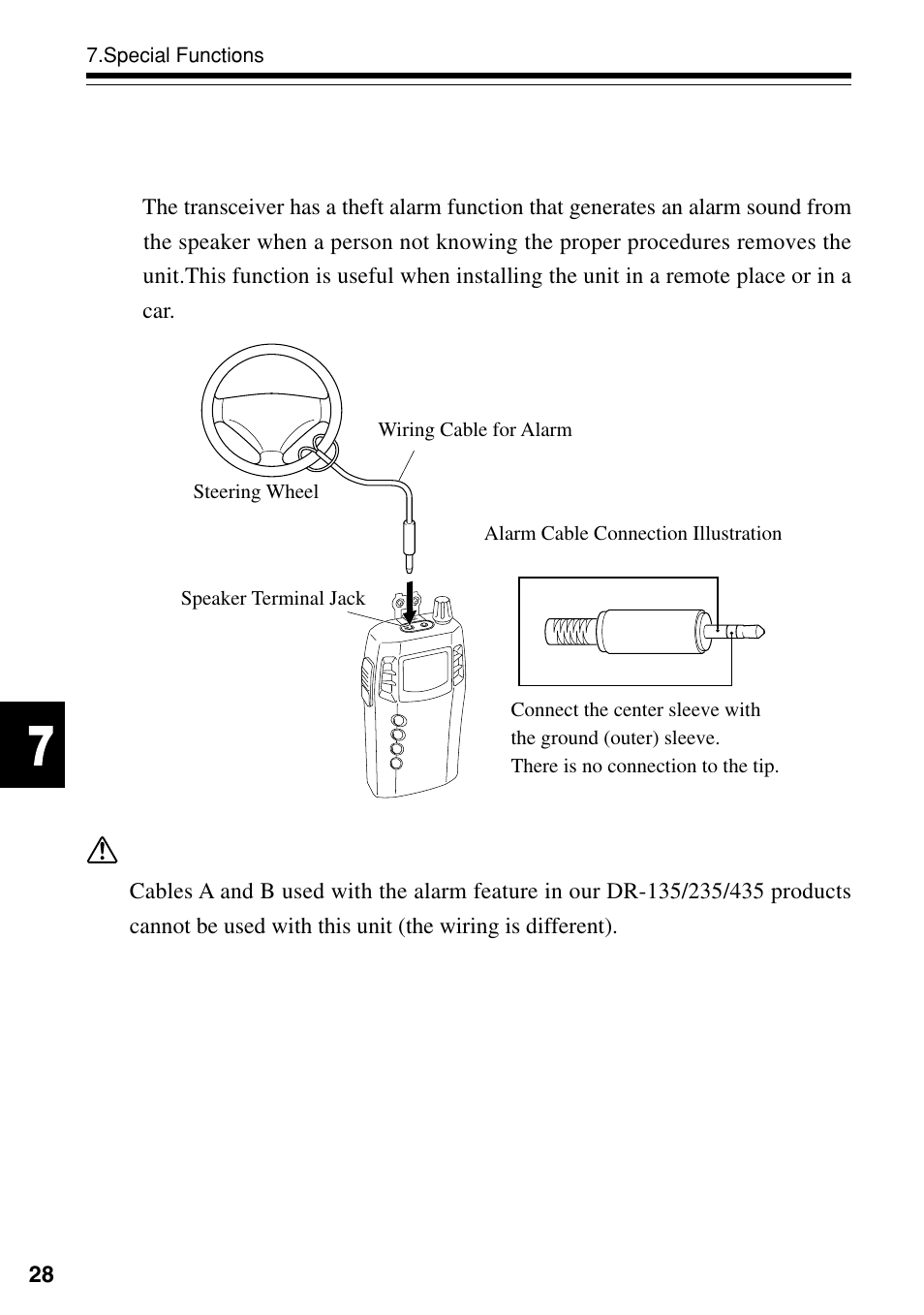 Special functions, Caution, 1 theft alarm | Alinco DJ-S40 User Manual | Page 32 / 44