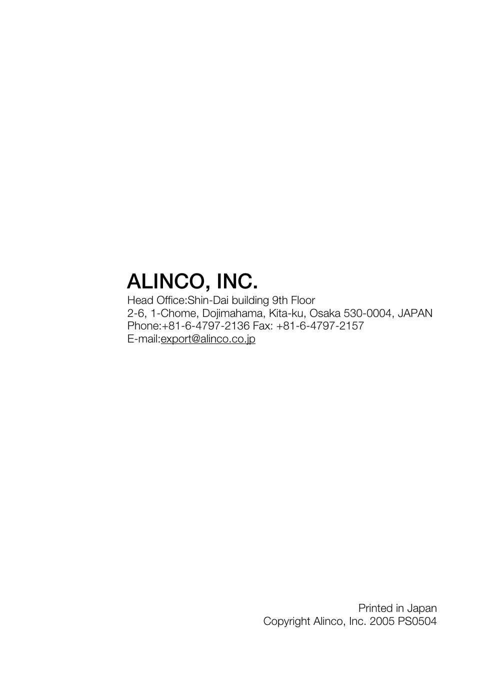 Alinco, inc | Alinco DJ-S45 User Manual | Page 48 / 48