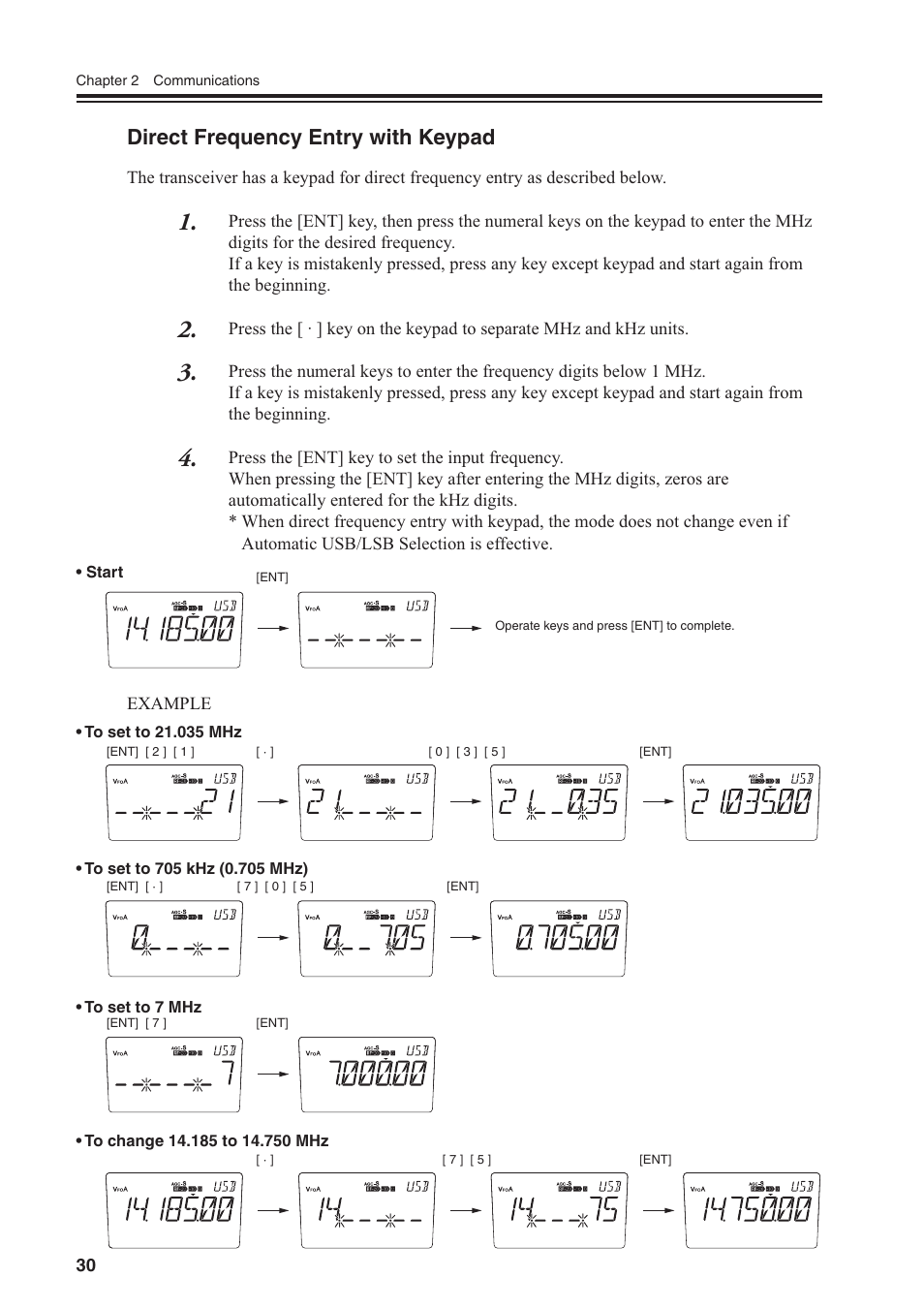 Direct frequency entry with keypad | Alinco DR-SR8 User Manual | Page 32 / 97