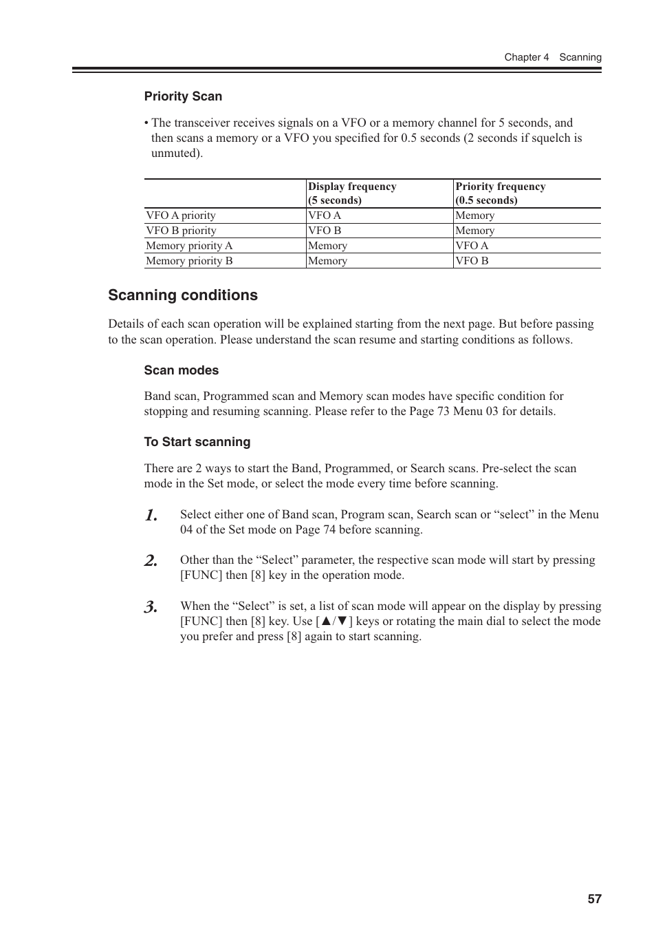 Scanning conditions | Alinco DR-SR8 User Manual | Page 59 / 97