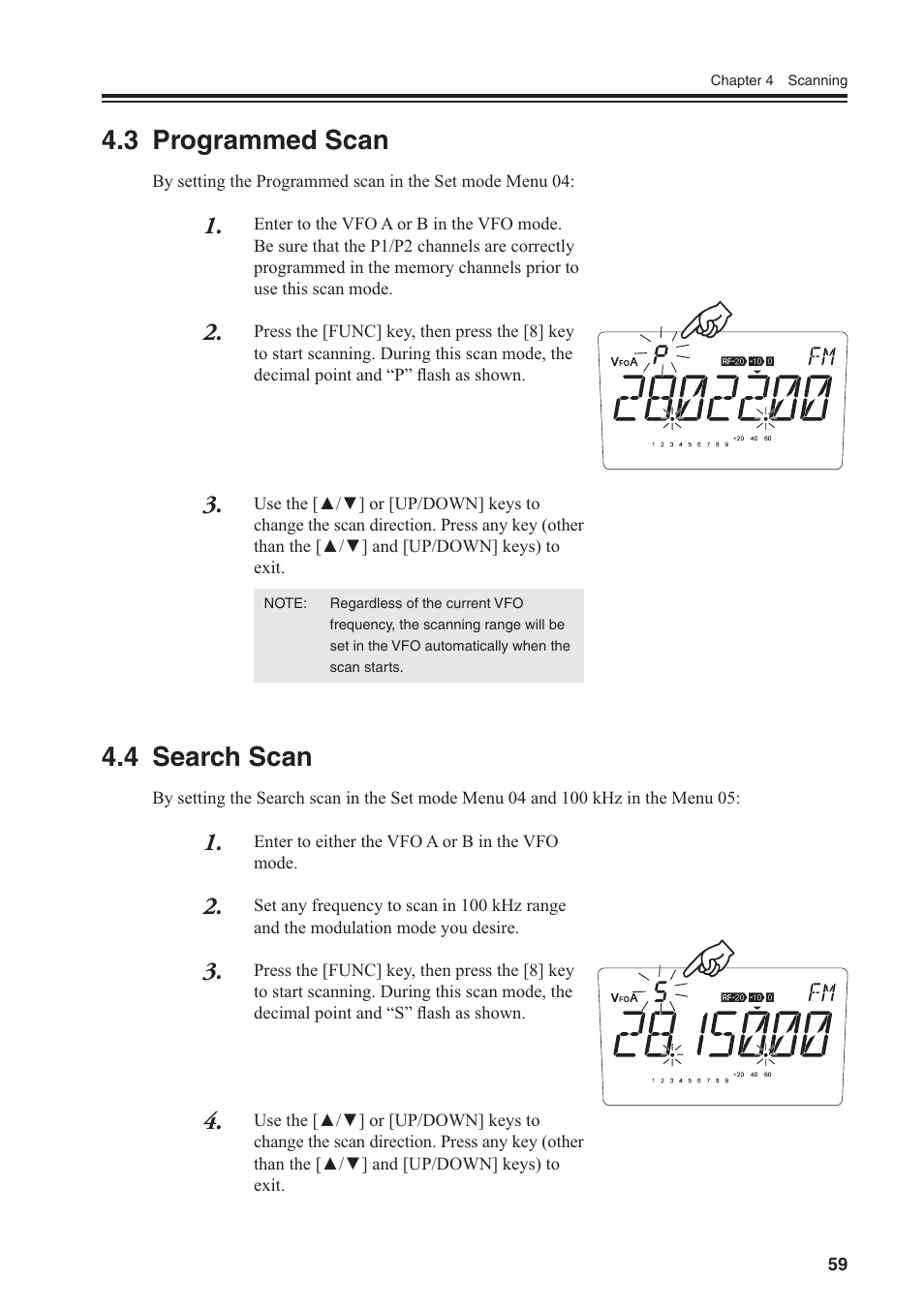 3 programmed scan, 4 search scan | Alinco DR-SR8 User Manual | Page 61 / 97