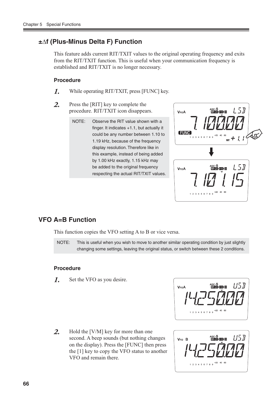 F (plus-minus delta f) function, Vfo a=b function | Alinco DR-SR8 User Manual | Page 68 / 97