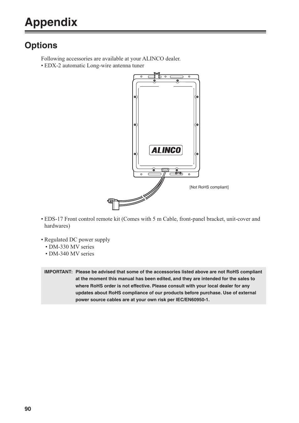 Appendix, Options | Alinco DR-SR8 User Manual | Page 92 / 97