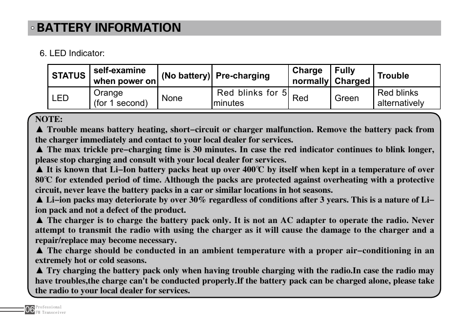 Battery information | Alinco DJ-100 User Manual | Page 23 / 78